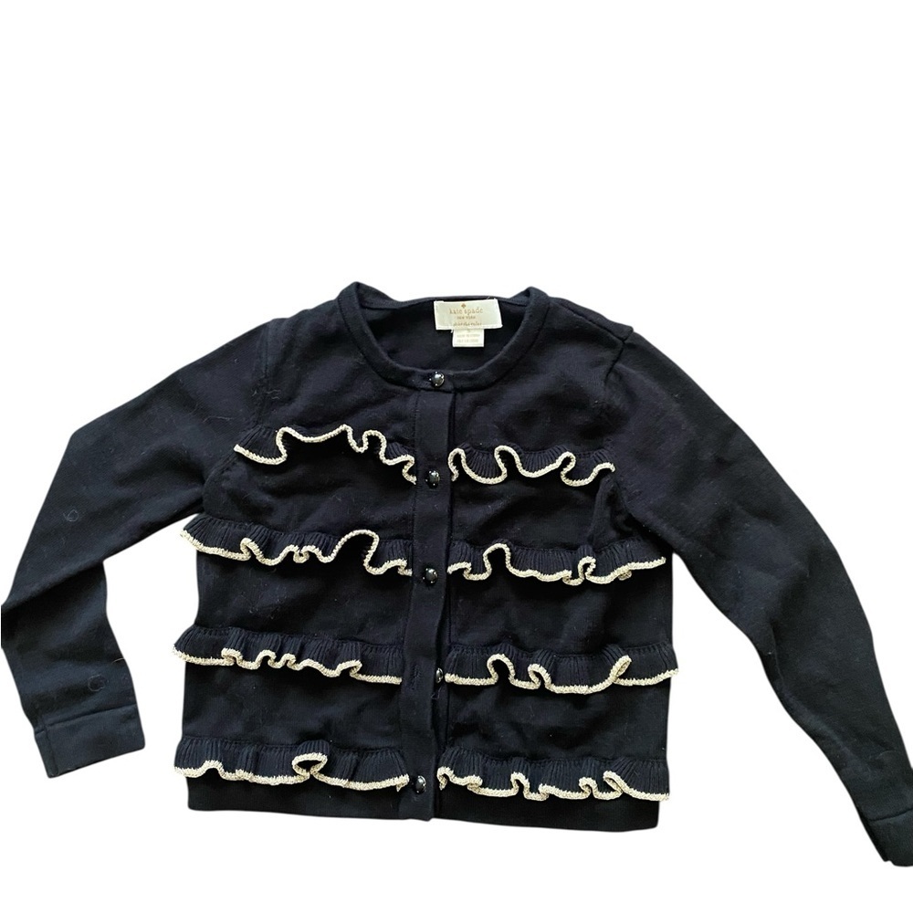 Kate Spade black sweater with Cream Ruffles